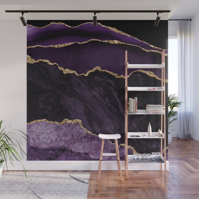 Agate Purple Gold Glitter Design Wall Mural Gallery Image 1