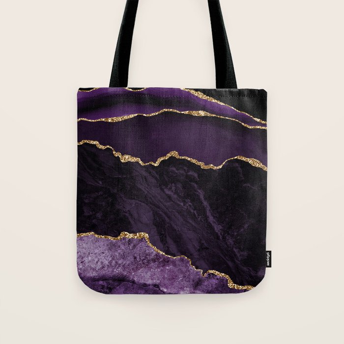 Agate Purple Gold Glitter Design Tote Bag Gallery Image 1