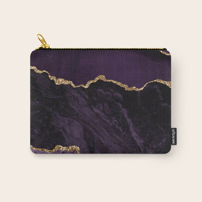 Agate Purple Gold Glitter Design Carry All Pouch Gallery Image 1