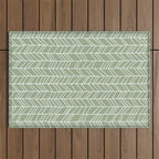 Rustic Herringbone in Sage Green Outdoor Rug Gallery Image 1