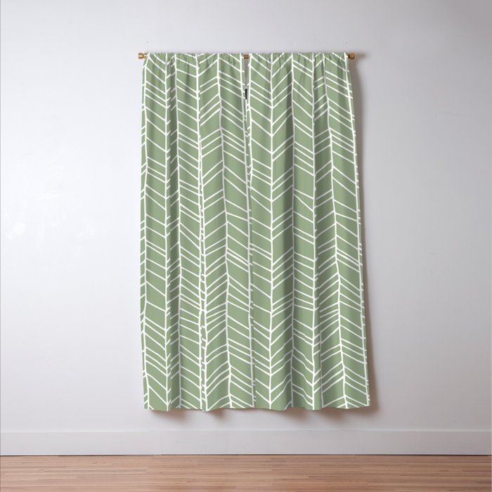 Rustic Herringbone in Sage Green Window Curtain Gallery Image 3