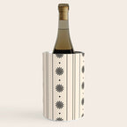 Daisy Stripes Minimalist Geometric Flowers and Stripes Pattern in Black and Almond Cream Wine Chiller Gallery Image 3