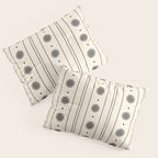 Daisy Stripes Minimalist Geometric Flowers and Stripes Pattern in Black and Almond Cream Pillow Sham Gallery Image 3