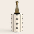 Daisy Stripes Minimalist Geometric Flowers and Stripes Pattern in Black and Almond Cream Wine Chiller Gallery Image 1