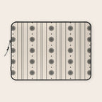 Daisy Stripes Minimalist Geometric Flowers and Stripes Pattern in Black and Almond Cream Laptop Sleeve Gallery Image 1