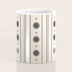 Daisy Stripes Minimalist Geometric Flowers and Stripes Pattern in Black and Almond Cream Coffee Mug Gallery Image 4