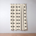 Daisy Stripes Minimalist Geometric Flowers and Stripes Pattern in Black and Almond Cream Window Curtain Gallery Image 3