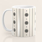 Daisy Stripes Minimalist Geometric Flowers and Stripes Pattern in Black and Almond Cream Coffee Mug Gallery Image 3