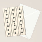 Daisy Stripes Minimalist Geometric Flowers and Stripes Pattern in Black and Almond Cream Stationery Card Gallery Image 2