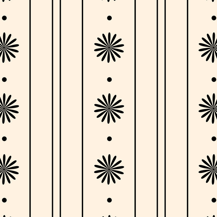 Daisy Stripes Minimalist Geometric Flowers and Stripes Pattern in Black and Almond Cream Coffee Mug Gallery Image 2