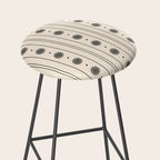 Daisy Stripes Minimalist Geometric Flowers and Stripes Pattern in Black and Almond Cream Stool Gallery Image 2