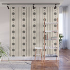 Daisy Stripes Minimalist Geometric Flowers and Stripes Pattern in Black and Almond Cream Wall Mural Gallery Image 1