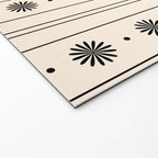 Daisy Stripes Minimalist Geometric Flowers and Stripes Pattern in Black and Almond Cream Welcome Mat Gallery Image 2