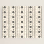 Daisy Stripes Minimalist Geometric Flowers and Stripes Pattern in Black and Almond Cream Jigsaw Puzzle Gallery Image 1