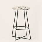 Daisy Stripes Minimalist Geometric Flowers and Stripes Pattern in Black and Almond Cream Stool Gallery Image 1