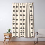 Daisy Stripes Minimalist Geometric Flowers and Stripes Pattern in Black and Almond Cream Window Curtain Gallery Image 5