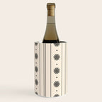 Daisy Stripes Minimalist Geometric Flowers and Stripes Pattern in Black and Almond Cream Wine Chiller Gallery Image 2