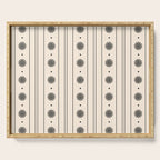 Daisy Stripes Minimalist Geometric Flowers and Stripes Pattern in Black and Almond Cream Serving Tray Gallery Image 1