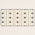 Daisy Stripes Minimalist Geometric Flowers and Stripes Pattern in Black and Almond Cream Desk Mat Gallery Image 3
