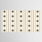 Daisy Stripes Minimalist Geometric Flowers and Stripes Pattern in Black and Almond Cream Tablecloth Gallery Image 2