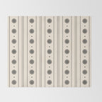 Daisy Stripes Minimalist Geometric Flowers and Stripes Pattern in Black and Almond Cream Throw Blanket Gallery Image 2