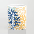 Modern, Floral Prints, Navy, Blue and Yellow Coffee Mug Gallery Image 4