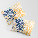 Modern, Floral Prints, Navy, Blue and Yellow Pillow Sham Gallery Image 3