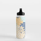 Modern, Floral Prints, Navy, Blue and Yellow Water Bottle Gallery Image 3