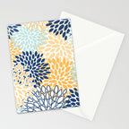 Modern, Floral Prints, Navy, Blue and Yellow Stationery Card Gallery Image 2