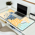 Modern, Floral Prints, Navy, Blue and Yellow Desk Mat Gallery Image 2