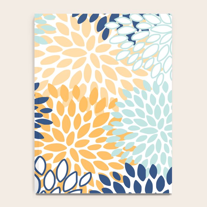 Modern, Floral Prints, Navy, Blue and Yellow Notebook Gallery Image 4