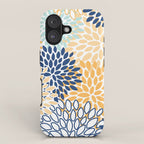 Modern, Floral Prints, Navy, Blue and Yellow iPhone Case Gallery Image 1