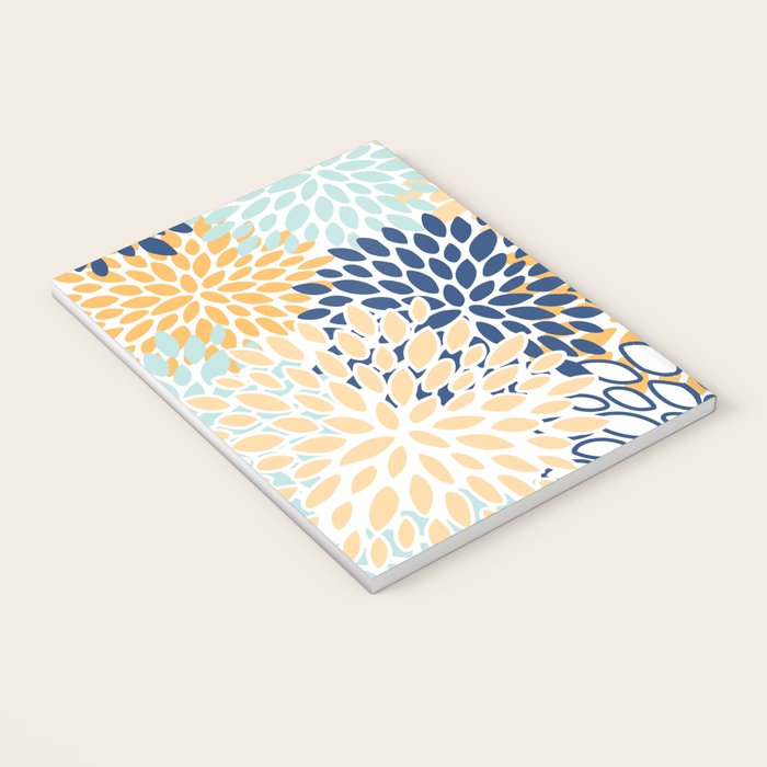 Modern, Floral Prints, Navy, Blue and Yellow Notebook Gallery Image 3