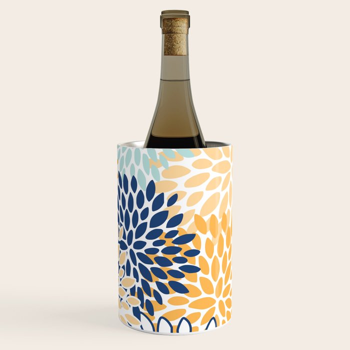 Modern, Floral Prints, Navy, Blue and Yellow Wine Chiller Gallery Image 1