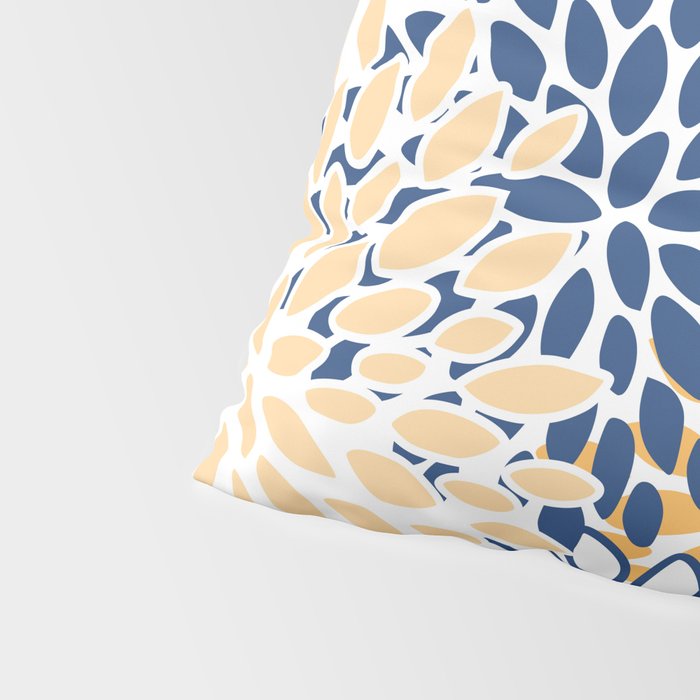 Modern, Floral Prints, Navy, Blue and Yellow Pillow Sham Gallery Image 4