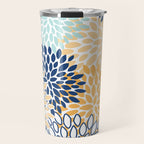 Modern, Floral Prints, Navy, Blue and Yellow Travel Mug Gallery Image 1