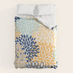 Modern, Floral Prints, Navy, Blue and Yellow Comforter Gallery Image 6