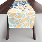 Modern, Floral Prints, Navy, Blue and Yellow Table Runner Gallery Image 1