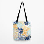 Modern, Floral Prints, Navy, Blue and Yellow Tote Bag Gallery Image 2