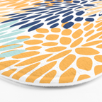 Modern, Floral Prints, Navy, Blue and Yellow Bath Mat Gallery Image 3