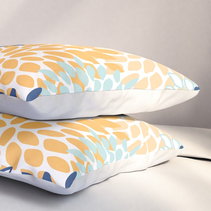 Modern, Floral Prints, Navy, Blue and Yellow Pillow Sham Gallery Image 3
