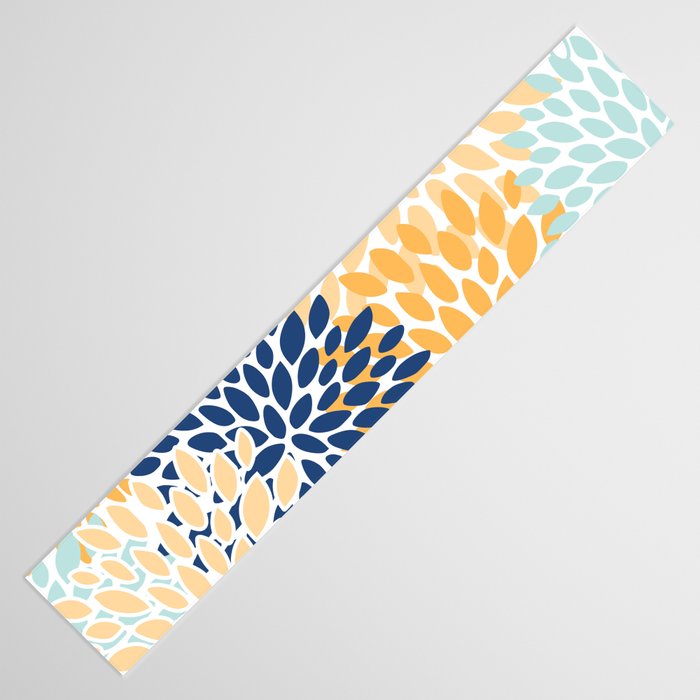 Modern, Floral Prints, Navy, Blue and Yellow Table Runner Gallery Image 3