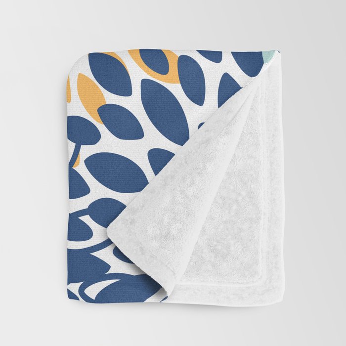 Modern, Floral Prints, Navy, Blue and Yellow Throw Blanket Gallery Image 3