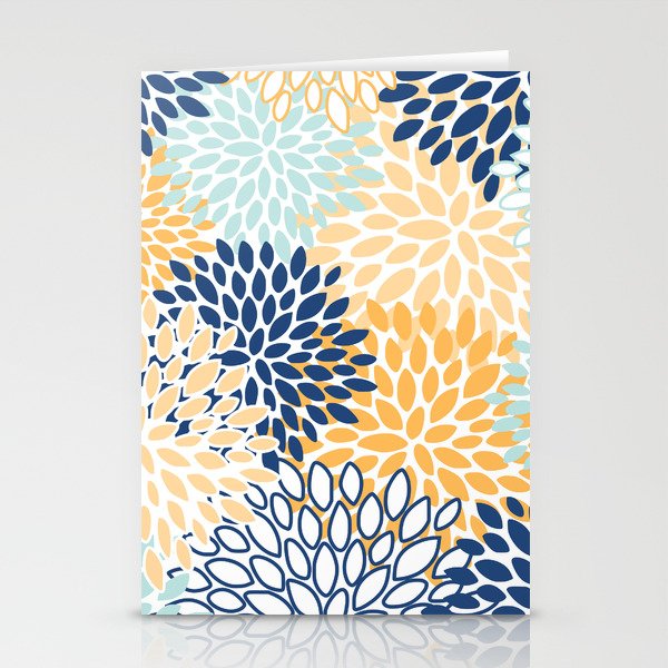Modern, Floral Prints, Navy, Blue and Yellow Stationery Card Gallery Image 1