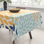 Modern, Floral Prints, Navy, Blue and Yellow Tablecloth Gallery Image 3