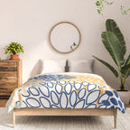 Modern, Floral Prints, Navy, Blue and Yellow Comforter Gallery Image 3