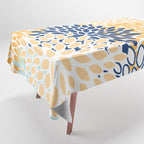 Modern, Floral Prints, Navy, Blue and Yellow Tablecloth Gallery Image 1