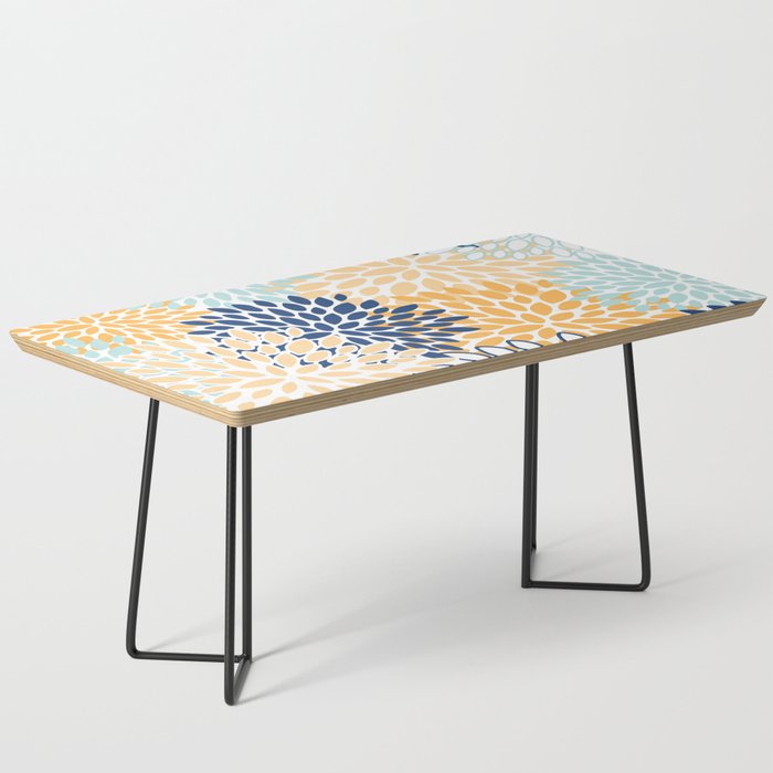 Modern, Floral Prints, Navy, Blue and Yellow Coffee Table Gallery Image 1