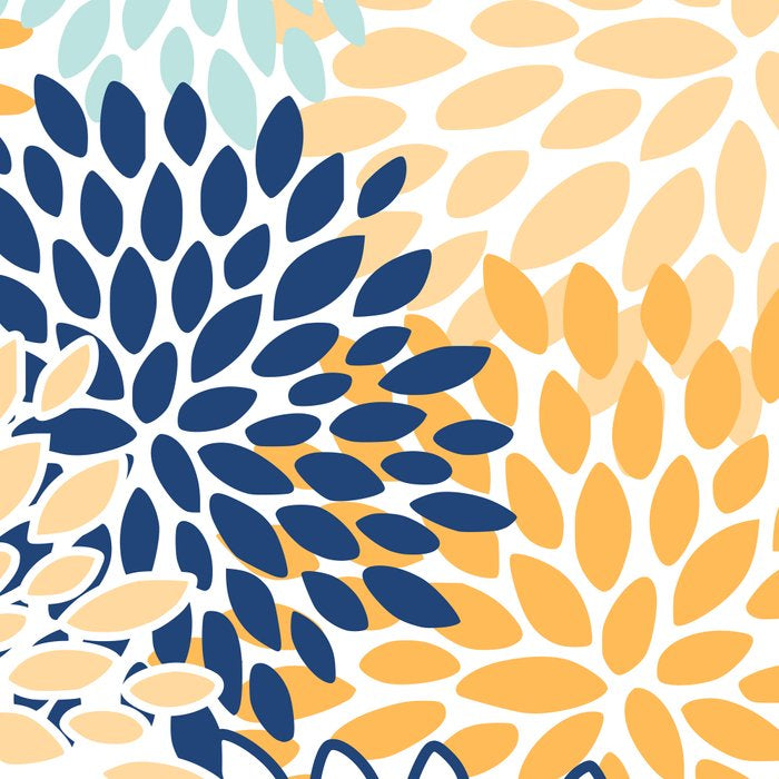 Modern, Floral Prints, Navy, Blue and Yellow Coffee Mug Gallery Image 2