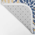 Modern, Floral Prints, Navy, Blue and Yellow Bath Mat Gallery Image 2